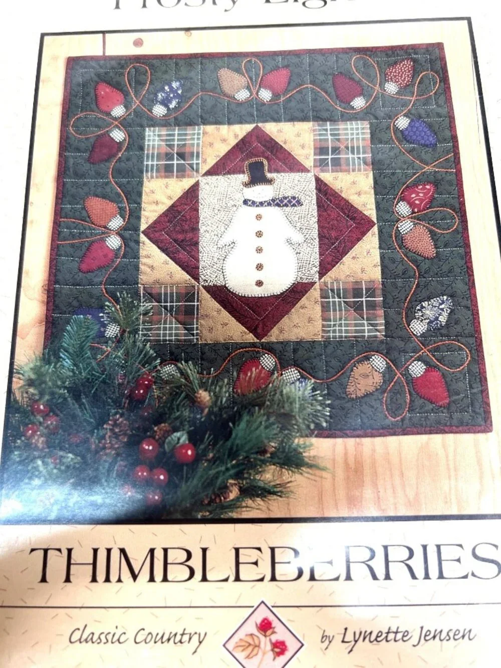 Frosty Lights Quilt Pattern Thimbleberries 28-Inch Square Snowman Applique Holid